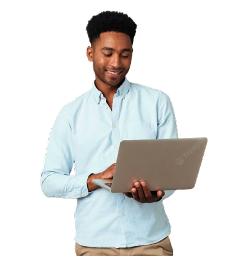 Professional using technology